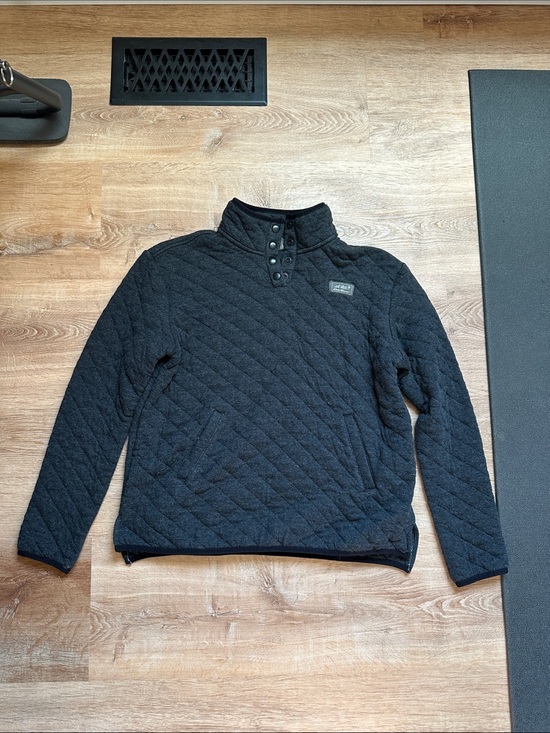 Eddie Bauer Tops - Eddie Bauer Black Quilted Snap-Placket Pullover